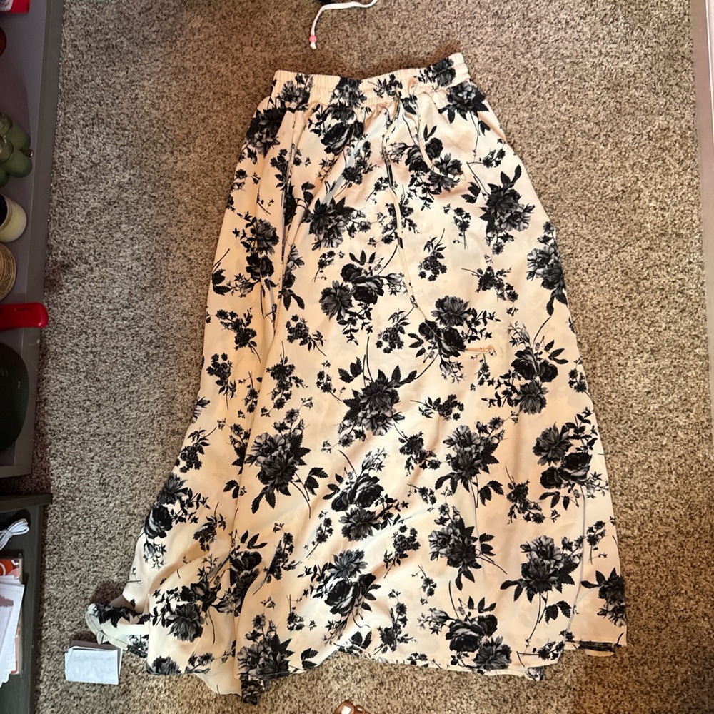 Floral Black and Cream Women's Skirt
